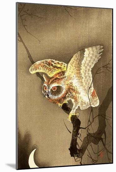 Owl and Crescent Moon-Koson Ohara-Mounted Giclee Print