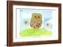 Owl and Flowers-Ingrid Blixt-Framed Art Print
