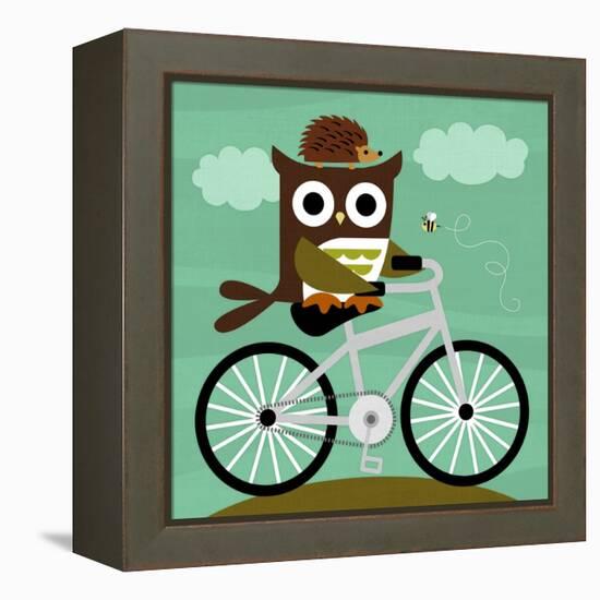 Owl and Hedgehog on Bicycle-Nancy Lee-Framed Stretched Canvas