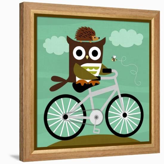 Owl and Hedgehog on Bicycle-Nancy Lee-Framed Stretched Canvas