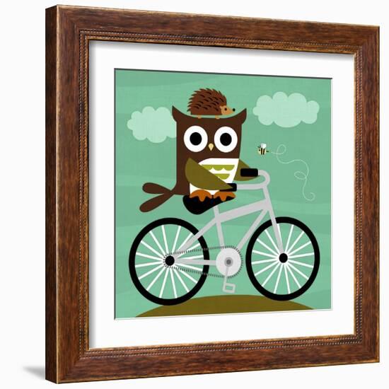 Owl and Hedgehog on Bicycle-Nancy Lee-Framed Art Print