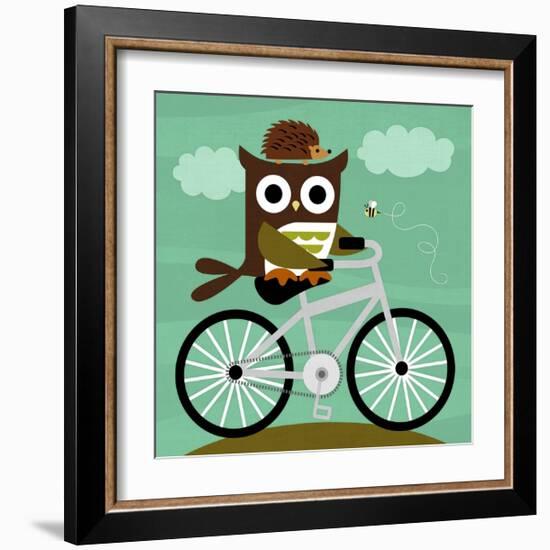 Owl and Hedgehog on Bicycle-Nancy Lee-Framed Art Print