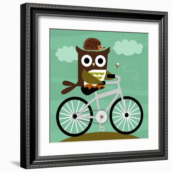 Owl and Hedgehog on Bicycle-Nancy Lee-Framed Art Print