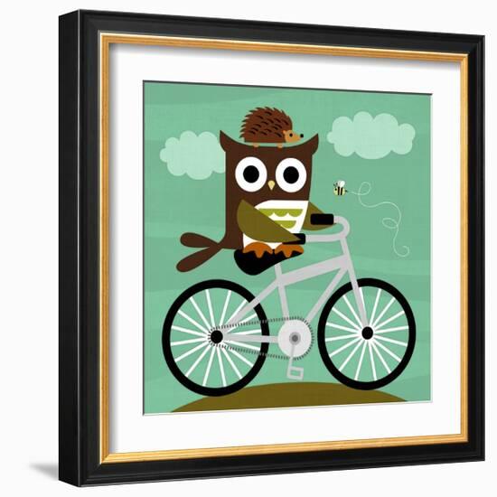 Owl and Hedgehog on Bicycle-Nancy Lee-Framed Art Print