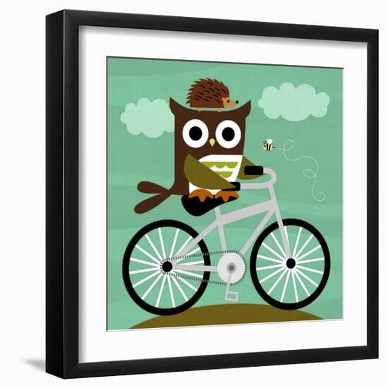 Owl and Hedgehog on Bicycle-Nancy Lee-Framed Art Print