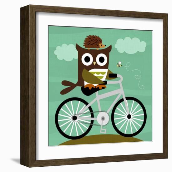 Owl and Hedgehog on Bicycle-Nancy Lee-Framed Art Print
