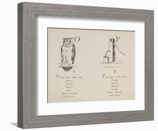 Owl and Pump Illustrations and Verses From Nonsense Alphabets Drawn and Written by Edward Lear.-Edward Lear-Framed Giclee Print