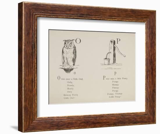 Owl and Pump Illustrations and Verses From Nonsense Alphabets Drawn and Written by Edward Lear.-Edward Lear-Framed Giclee Print