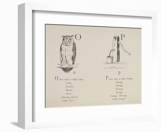 Owl and Pump Illustrations and Verses From Nonsense Alphabets Drawn and Written by Edward Lear.-Edward Lear-Framed Giclee Print