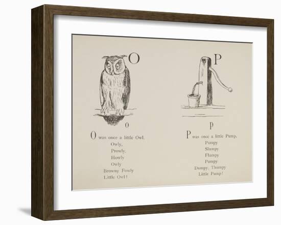 Owl and Pump Illustrations and Verses From Nonsense Alphabets Drawn and Written by Edward Lear.-Edward Lear-Framed Giclee Print
