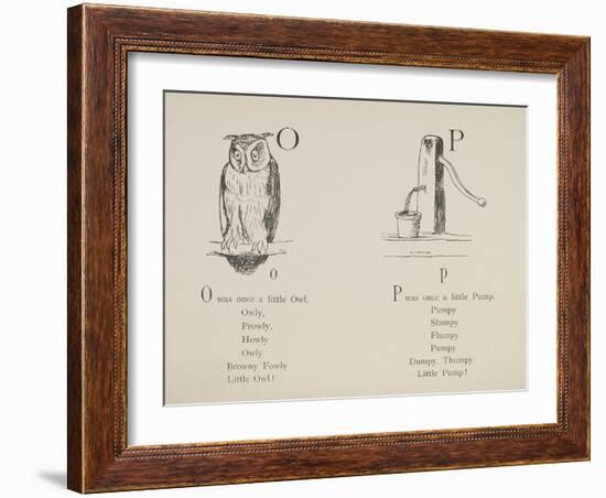 Owl and Pump Illustrations and Verses From Nonsense Alphabets Drawn and Written by Edward Lear.-Edward Lear-Framed Giclee Print