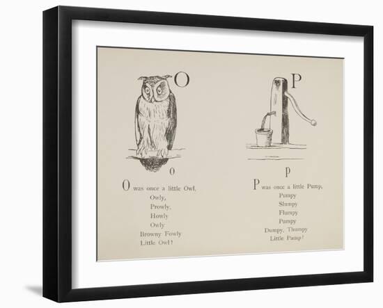 Owl and Pump Illustrations and Verses From Nonsense Alphabets Drawn and Written by Edward Lear.-Edward Lear-Framed Giclee Print