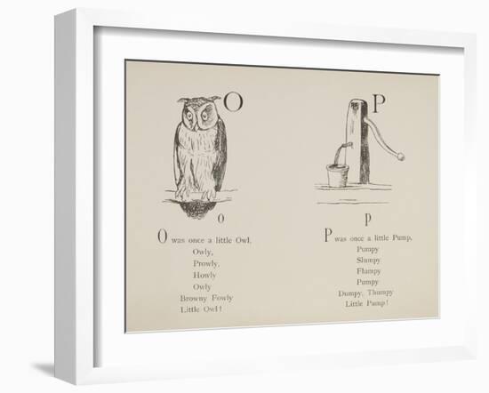 Owl and Pump Illustrations and Verses From Nonsense Alphabets Drawn and Written by Edward Lear.-Edward Lear-Framed Giclee Print