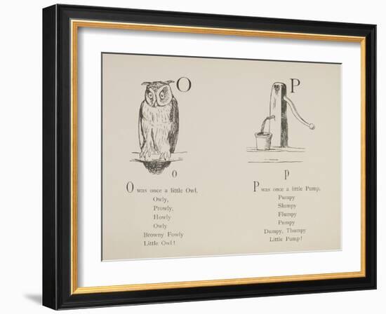 Owl and Pump Illustrations and Verses From Nonsense Alphabets Drawn and Written by Edward Lear.-Edward Lear-Framed Giclee Print