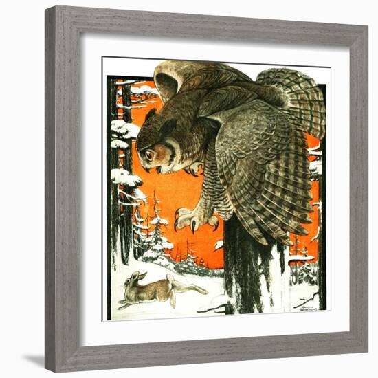 "Owl and Rabbit,"March 14, 1925-Paul Bransom-Framed Giclee Print