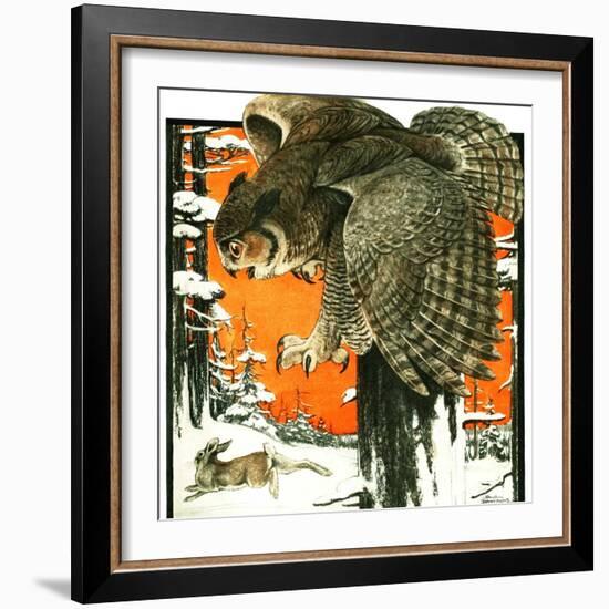 "Owl and Rabbit,"March 14, 1925-Paul Bransom-Framed Giclee Print