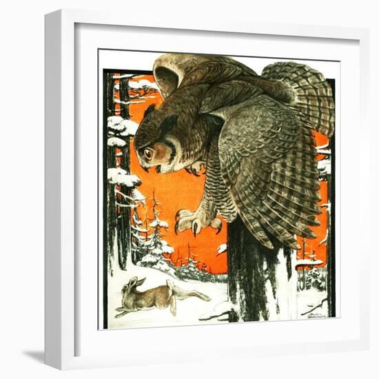 "Owl and Rabbit,"March 14, 1925-Paul Bransom-Framed Giclee Print