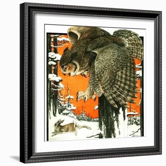 "Owl and Rabbit,"March 14, 1925-Paul Bransom-Framed Giclee Print