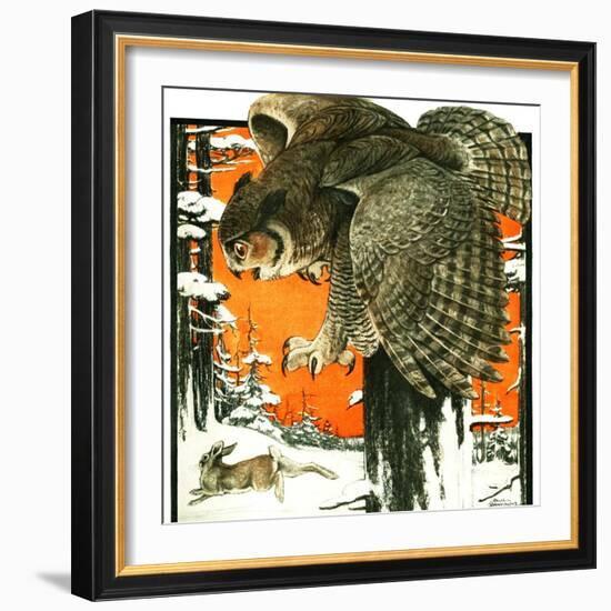 "Owl and Rabbit,"March 14, 1925-Paul Bransom-Framed Giclee Print