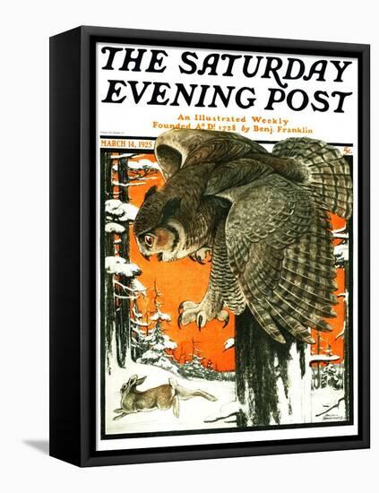 "Owl and Rabbit," Saturday Evening Post Cover, March 14, 1925-Paul Bransom-Framed Premier Image Canvas