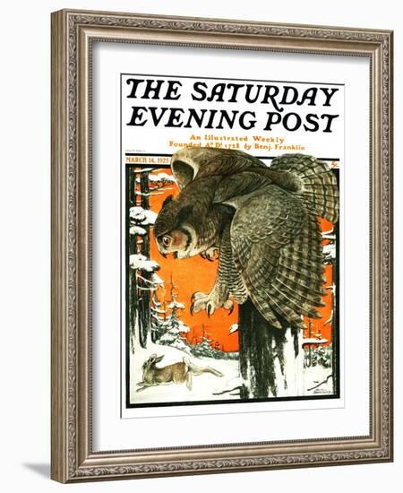 "Owl and Rabbit," Saturday Evening Post Cover, March 14, 1925-Paul Bransom-Framed Giclee Print