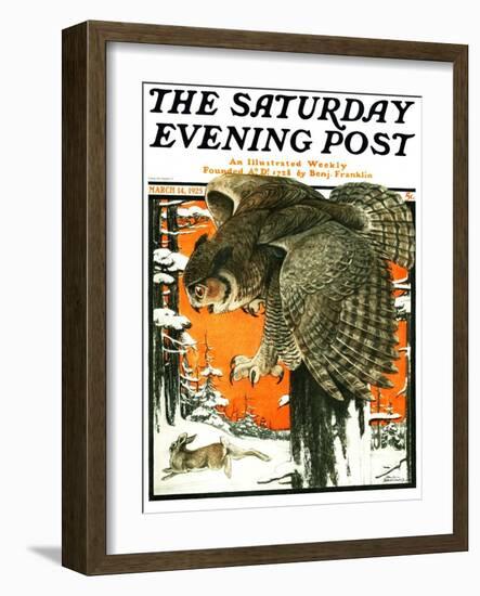 "Owl and Rabbit," Saturday Evening Post Cover, March 14, 1925-Paul Bransom-Framed Giclee Print