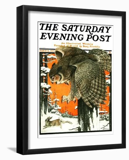 "Owl and Rabbit," Saturday Evening Post Cover, March 14, 1925-Paul Bransom-Framed Giclee Print