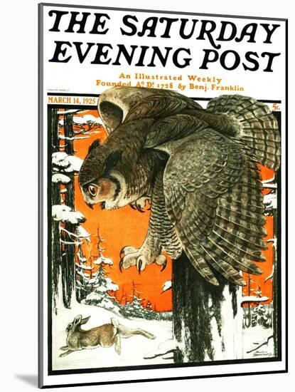 "Owl and Rabbit," Saturday Evening Post Cover, March 14, 1925-Paul Bransom-Mounted Giclee Print