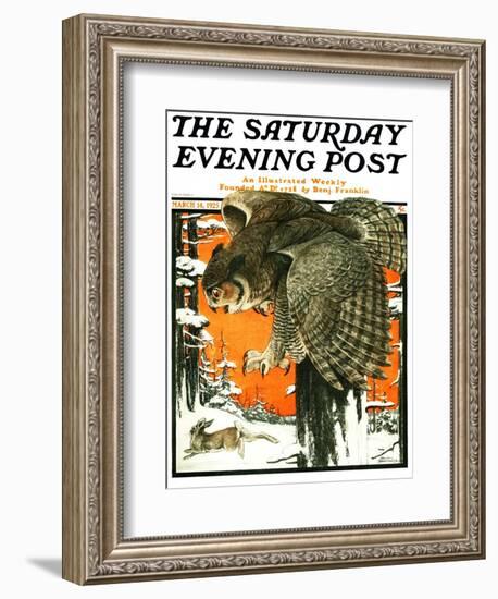 "Owl and Rabbit," Saturday Evening Post Cover, March 14, 1925-Paul Bransom-Framed Giclee Print