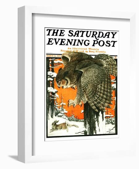 "Owl and Rabbit," Saturday Evening Post Cover, March 14, 1925-Paul Bransom-Framed Giclee Print