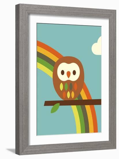 Owl and Rainbow-Dicky Bird-Framed Giclee Print