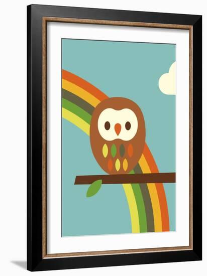 Owl and Rainbow-Dicky Bird-Framed Giclee Print