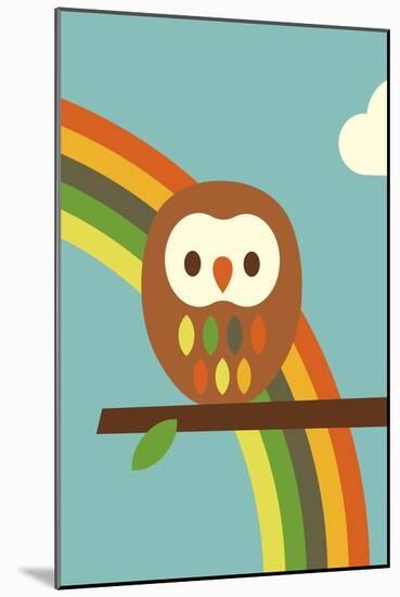 Owl and Rainbow-Dicky Bird-Mounted Giclee Print