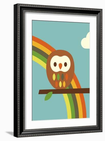 Owl and Rainbow-Dicky Bird-Framed Giclee Print