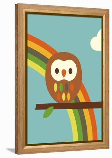 Owl and Rainbow-Dicky Bird-Framed Premier Image Canvas