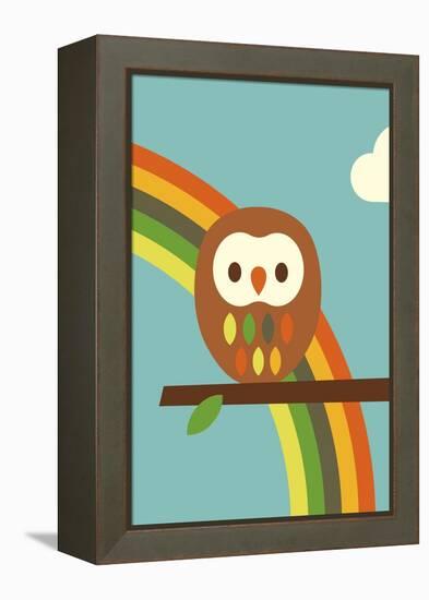 Owl and Rainbow-Dicky Bird-Framed Premier Image Canvas