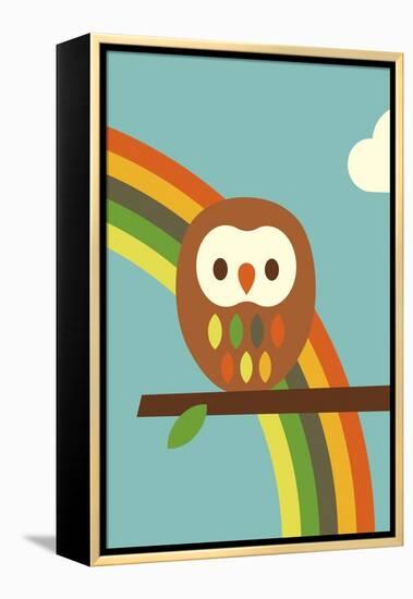 Owl and Rainbow-Dicky Bird-Framed Premier Image Canvas
