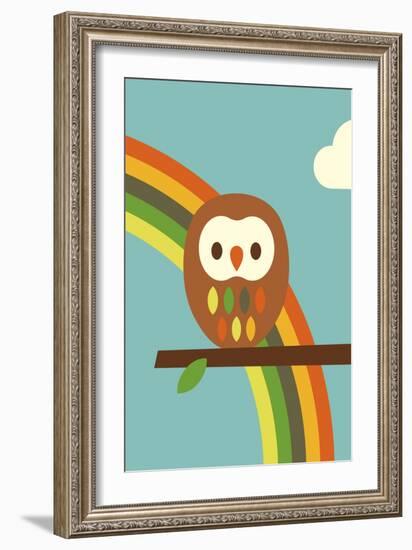 Owl and Rainbow-Dicky Bird-Framed Giclee Print