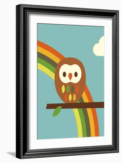 Owl and Rainbow-Dicky Bird-Framed Giclee Print