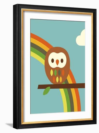 Owl and Rainbow-Dicky Bird-Framed Giclee Print