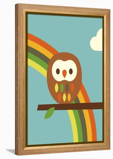 Owl and Rainbow-Dicky Bird-Framed Premier Image Canvas