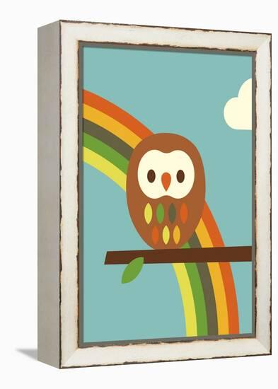 Owl and Rainbow-Dicky Bird-Framed Premier Image Canvas