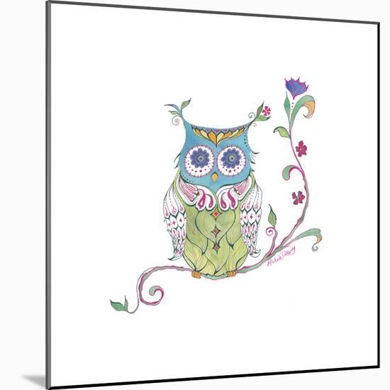 Owl Branch-null-Mounted Giclee Print