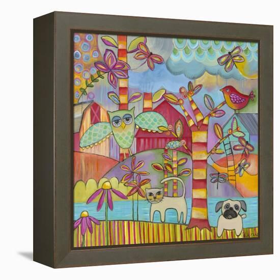 Owl Cat Dog 1-Carla Bank-Framed Premier Image Canvas