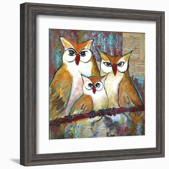 Owl Family Portrait-Blenda Tyvoll-Framed Art Print