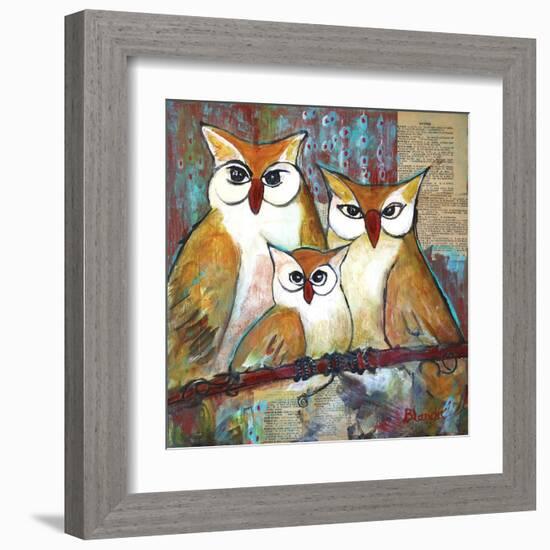 Owl Family Portrait-Blenda Tyvoll-Framed Art Print