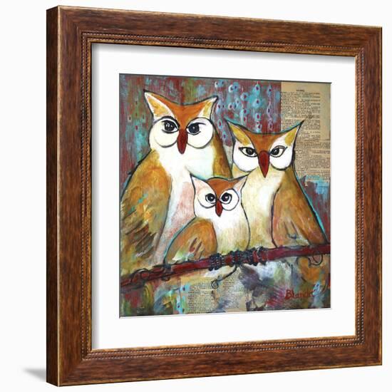 Owl Family Portrait-Blenda Tyvoll-Framed Art Print