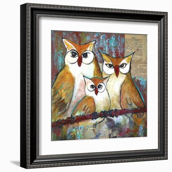 Owl Family Portrait-Blenda Tyvoll-Framed Art Print