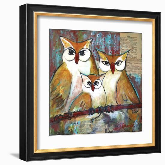 Owl Family Portrait-Blenda Tyvoll-Framed Art Print