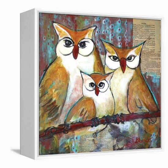 Owl Family Portrait-Blenda Tyvoll-Framed Stretched Canvas